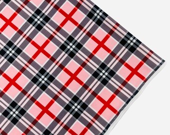 Pink Milliskin Spandex 4 Way Stretch Printed Fabric By The Yard, Checker Squares Pattern Multicolor Print Geometric Prom-Gown-Dress