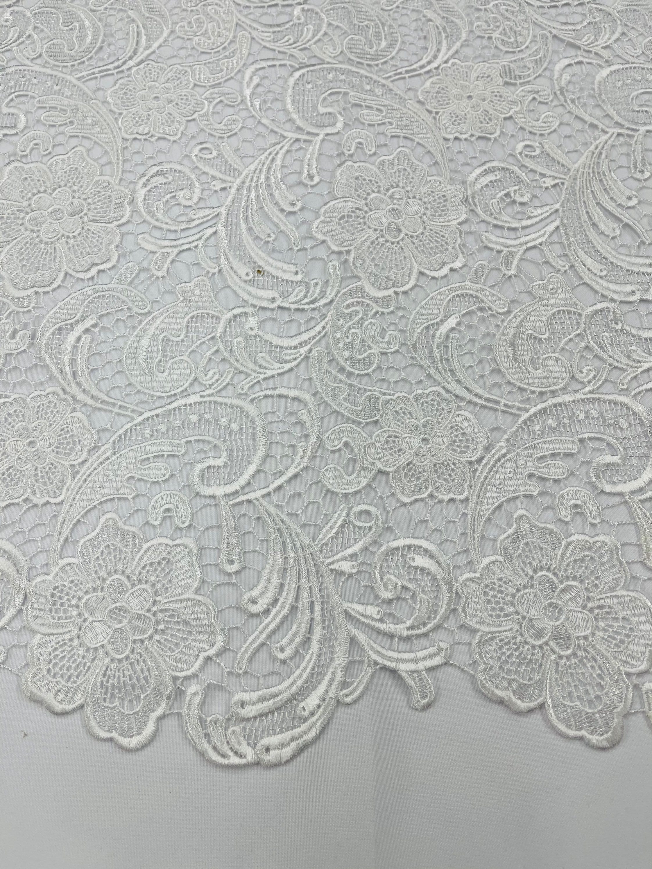 Black Lace Fabric, Crocheted Lace Fabric, Guipure Lace Fabric