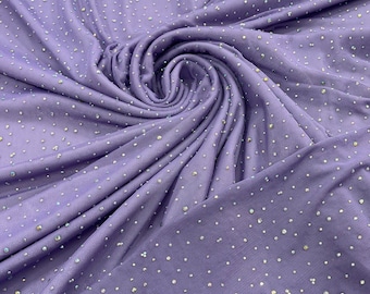 Lavender AB Rhinestone Fabric: 4-Way Stretch Power Mesh, Sold by the Yard
