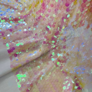 Pink Iridescent Sequin Fabric: Mermaid Scale Mesh, Decorative Cover