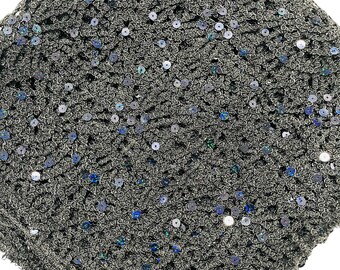 Black Chain Chemical Lace Fabric with Sequins - 50" Wide