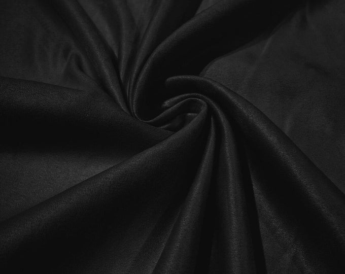58" Faux Micro Suede Fabric - Black - Polyester Micro Suede Fabric for Upholstery / Crafts / Costume Sold By The Yard