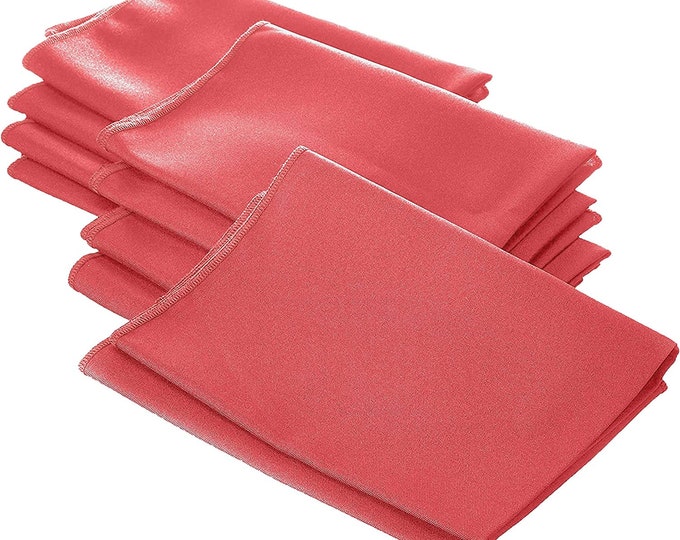 Coral Polyester Poly Poplin Napkin 18 by 18-Inch, Napkins Ideal for Parties, Weddings and Dinners