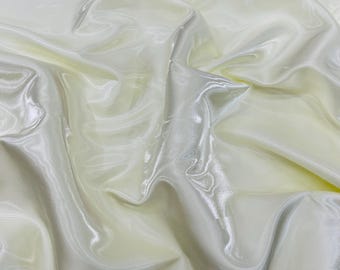 Ivory Liquid Crystal Satin Fabric: Ultra Glossy Bridal Satin By The Yard