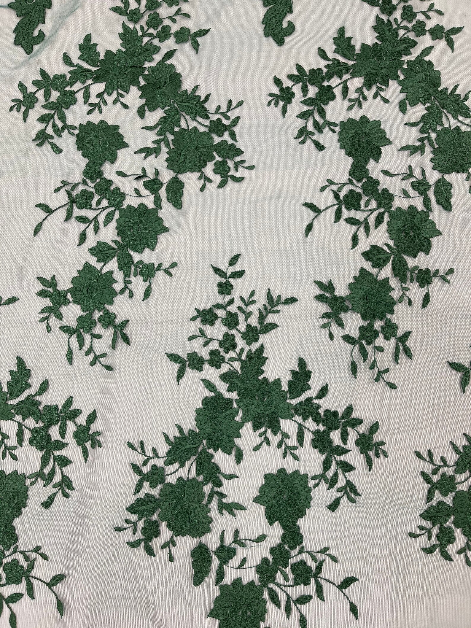 HUNTER GREEN Damask Design Embroidered on Mesh Lace Fabric Etsy