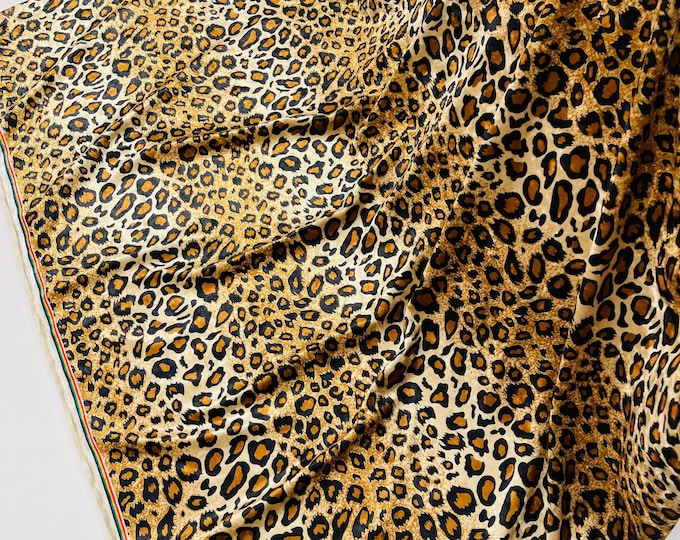 Leopard Print 2 Way Stretch Velvet Fabric, Brown Gold Black | 58"/60" | By The Yard