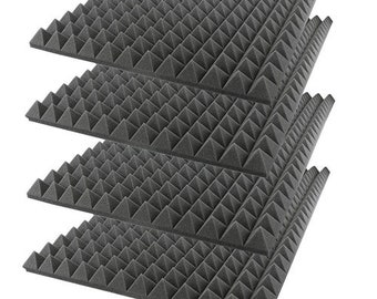 Pyramid Acoustic Foam Panels: Studio Soundproofing (4-Pack, 48x24x2")