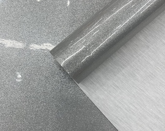 Dark Silver Glitter Upholstery Vinyl Fabric - 54" Wide