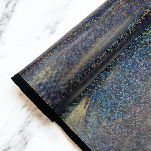 Black Hologram Broken Glass Fabric: Metallic Foil Nylon Spandex