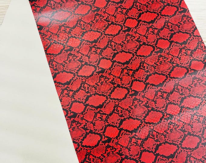 Red Snake Skin Embossed Vinyl - Python Snake Upholstery Accessory Design Vinyl Faux Leather Sold by the Yard