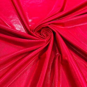 Red Mystique Nylon Spandex Iridescent Foggy Foil 4 Way Stretch 58/60”sold By The Yard