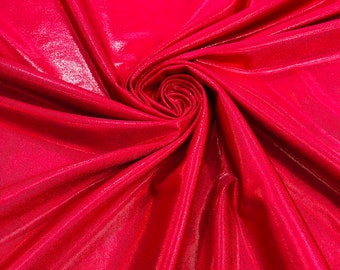 Red Mystique Nylon Spandex Iridescent Foggy Foil 4 Way Stretch 58/60”sold By The Yard