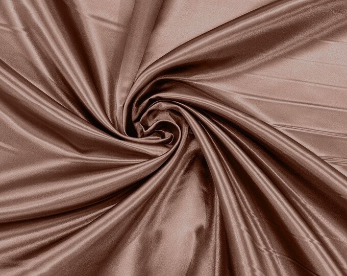 Mauve - 60" Shiny Heavy Bridal Satin Fabric for Wedding, Gala, Prom Dress Sold By Yard