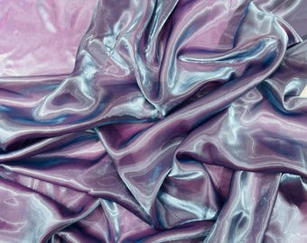Electric Mauve Purple Ultra Glossy Shimmer Liquid Chiffon Fabric, Bridal Crystal, 100% Polyester