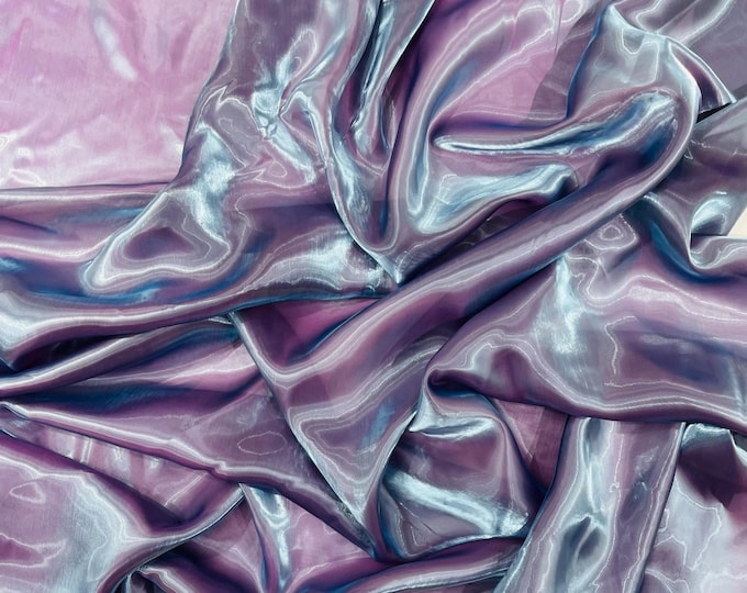 Electric Mauve Purple Ultra Glossy Shimmer Liquid Chiffon Fabric, Bridal Crystal, 100% Polyester