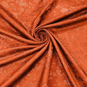 Roestbloem brokaat jacquard satijnen stof, verkocht op maat gesneden polyester satijn bloemen breed 58/60" (kies de hoeveelheid)