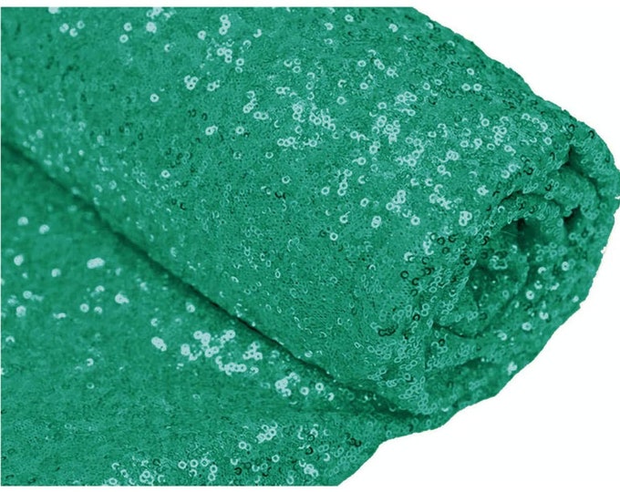 Green Sequin Fabric Mini Glitz Sequins, By The Yard Sequin Fabric Dresses-Nightgowns-Prom Gown (Choose The Quantity)