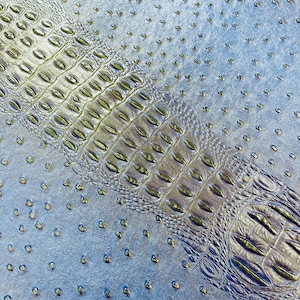 Navy Blue Ostrich Gator Embossed Vinyl Fabric: Upholstery, Purses, Shoes