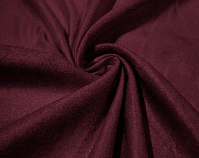 58" Faux Micro Suede Fabric - Wine - Polyester Micro Suede Fabric for Upholstery / Crafts / Costume Sold By The Yard