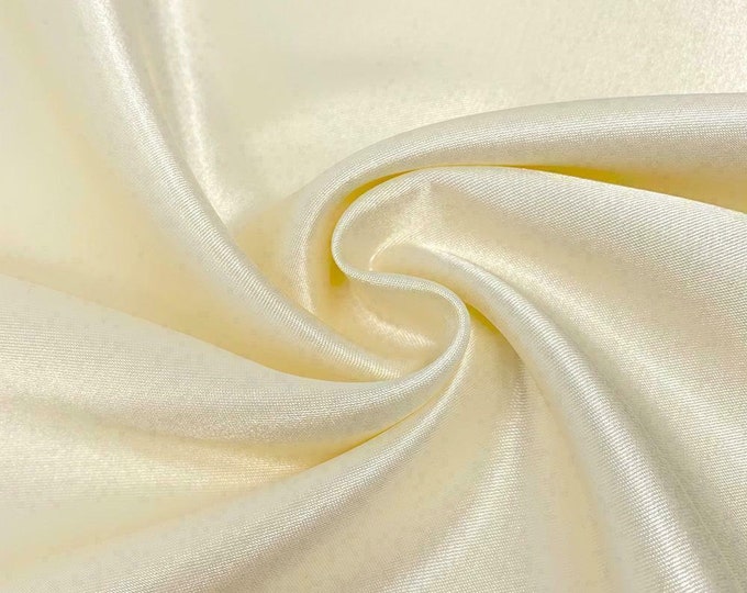 Ivory Stretch Imitation Silk Satin Charmeuse - 2 Way Slight Stretch- 58/60" - (Choose The Quantity)