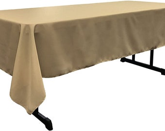 Gold Polyester Tablecloth: 60" Wide Rectangular Table Cover