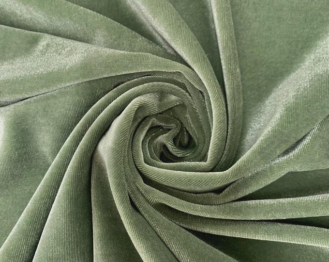Sage Green Stretch Velvet Fabric 60'' Wide, Sewing, Apparel, Costume, Craft Mia Fabrics