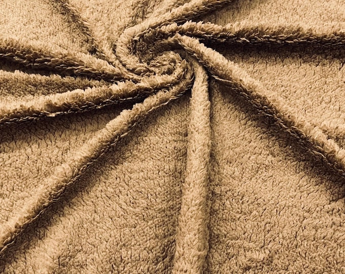 Brown Minky Sherpa Fleece Fabric - Lamb Wool Design By The Yard