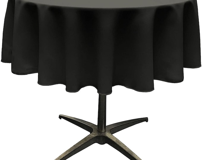 Mia's Fabrics Inc, Black Tablecloth Polyester Poplin Tablecloth Inch Round Banquet Cloth, Wrinkle Resist Quality (Pick a Size)