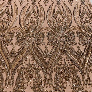 Tecido de lantejoulas de damasco: malha de elastano elástica em 4 direções, material para vestido de baile