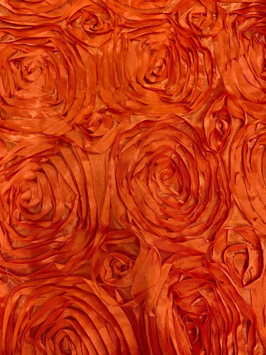 Orange Rosette Fabric 3D Rosette Satin, Floral Satin Choose the Size Etsy