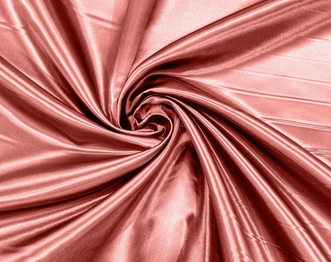 Dusty Rose - 60" Shiny Heavy Bridal Satin Fabric for Wedding, Gala, Prom Dress Sold By Yard