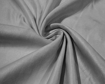 Silver Faux Micro Suede Fabric: 58" Wide Polyester Upholstery