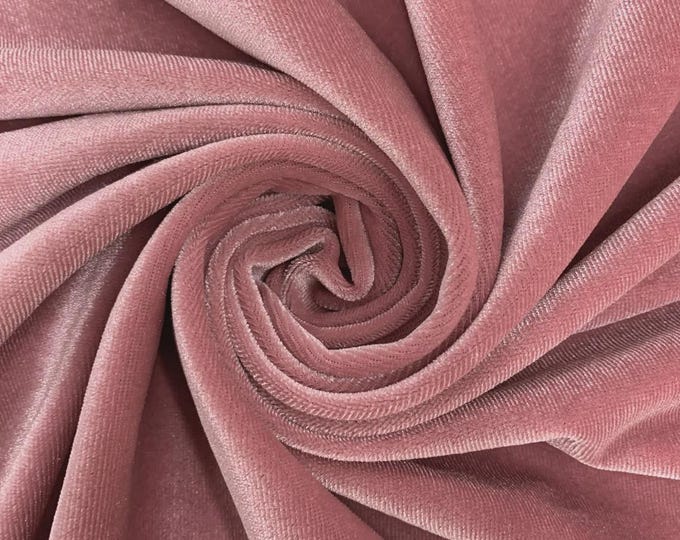 Dusty Rose Stretch Velvet Fabric: 60" Wide, Apparel, Costume Mia Fabrics