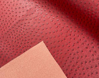 Dark Red Ostrich Embossed Vinyl Faux Leather Upholstery Fabric - 54" Wide