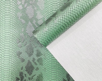 Vintage Green Faux Viper Snake Skin Vinyl-faux Leather-3D Scales-sold Vinyl For upholstery  By The Yard