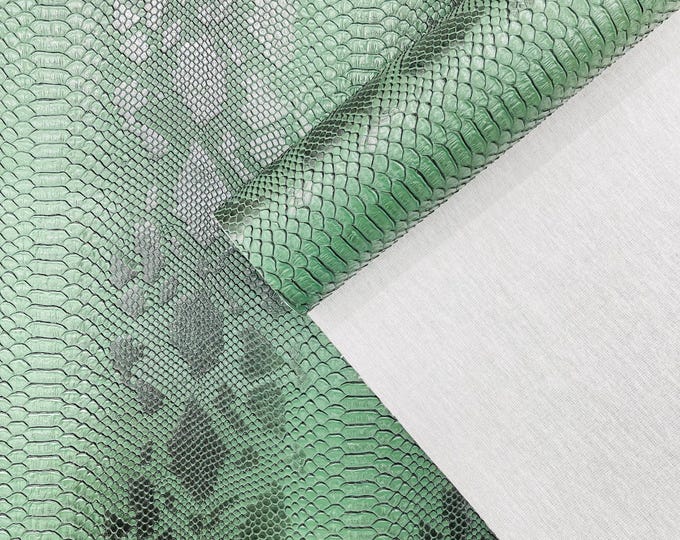 Vintage Green Faux Viper Snake Skin Vinyl-faux Leather-3D Scales-sold Vinyl For upholstery  By The Yard