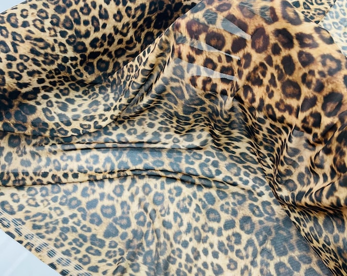 Exotic Leopard Design Print on Power Mesh Fabric 60" Wide, 4 Way Stretch Sold By The Yard (Free Shipping)