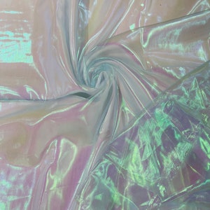 Aqua Iridescent Pearl Sheer Organza Fabric - 58&quot; Wide- Sold by the Yard, Iridescent Organza Fabric Mia&#39;s Fabrics Inc