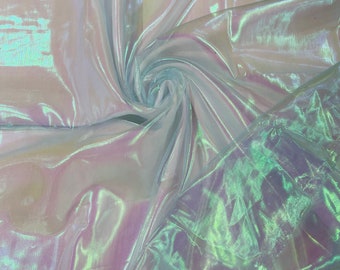 Aqua Iridescent Pearl Sheer Organza Fabric - 58" Wide - Sold by the Yard