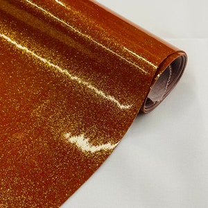 Burnt Orange Sparkle Glitter Upholstery Vinyl Fabric - 54" Width Sold By The Yard
