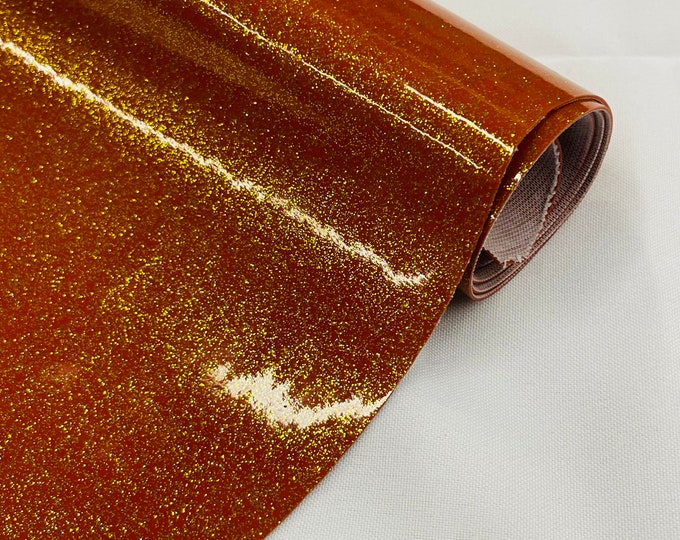 Burnt Orange Sparkle Glitter Upholstery Vinyl Fabric - 54" Width Sold By The Yard