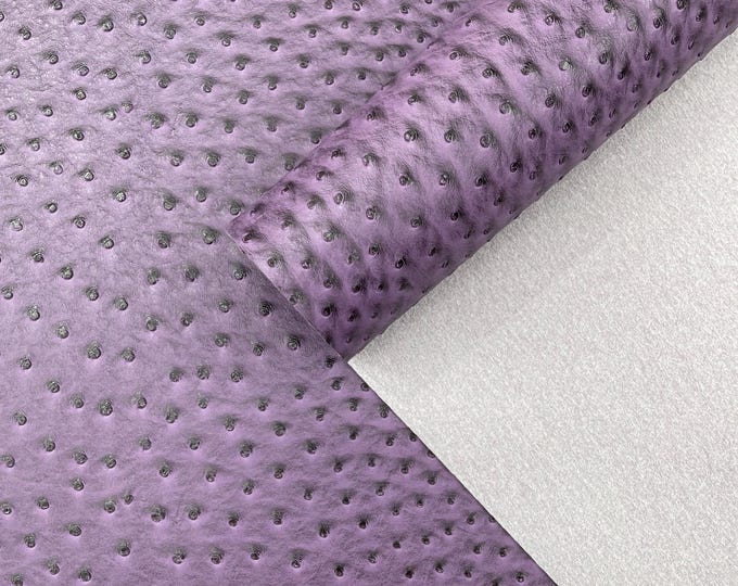 Purple Ostrich Faux Leather Upholstery By The Yard, Ostrich Embossed Vinyl Leather Upholstery, Purses Shoes Wallets 54" Wide