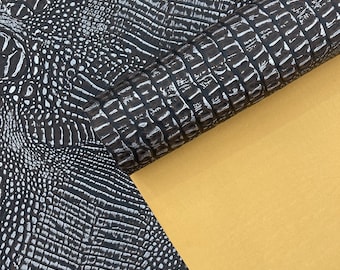 Metallic Chocolate Gator Vinyl Fabric: Embossed Faux Leather Upholstery