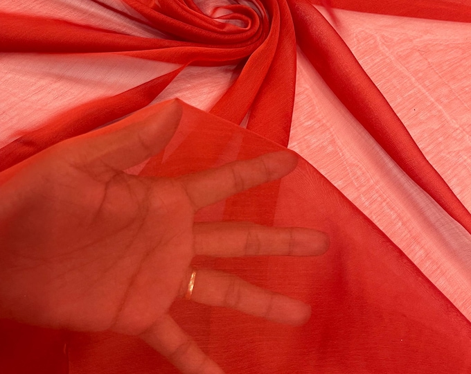 Red Polyester Two-Tone Chiffon Fabric by the Yard, Bridal Chiffon Fabric, Two-Tone Chiffon Fabric | Chiffon Two Tone Sheer Fabric