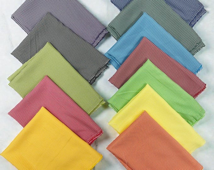 Red and White Gingham Fabric by Yard 1/8” Squares, Poly Cotton Checkered Fabric