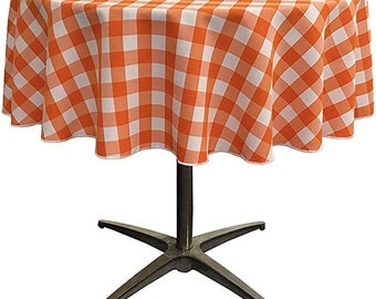 Checkered Round Tablecloth: Wrinkle Resistant Polyester Poplin