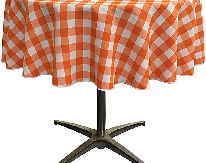 Checkered Tablecloth Polyester Poplin Tablecloth Inch Round Banquet Cloth, Wrinkle Resist Quality (Pick Color & Size)