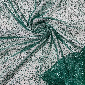 Hunter Green Sparkle Tulle Fabric With Glitter Fabric 60&quot;Wide by yard, Glitter Fabric, Sparkle Tulle Fabric, Tulle Glitter Fabric Shimmer
