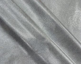 White Silver Foil Spandex Fabric: 60" Wide Stretch Metallic