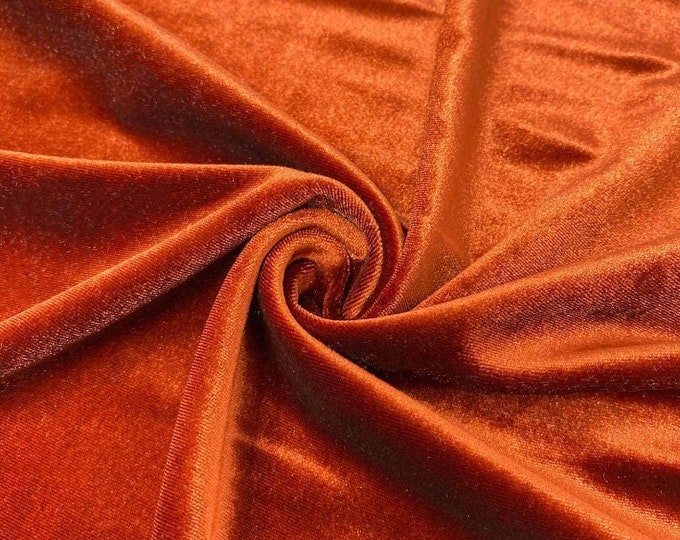 Mia Fabrics Rust Stretch Velvet Fabric 60'' Wide, Sewing, Apparel, Costume, Craft {Choose quantity}